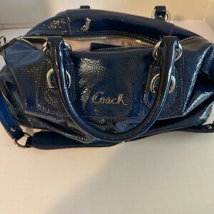 Coach Shiny Navy Leather Satchel